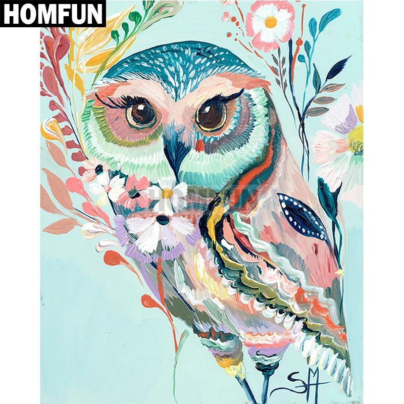 

HOMFUN Full Square/Round Drill 5D DIY Diamond Painting "Animal owl" Embroidery Cross Stitch 5D Home Decor Gift A02467