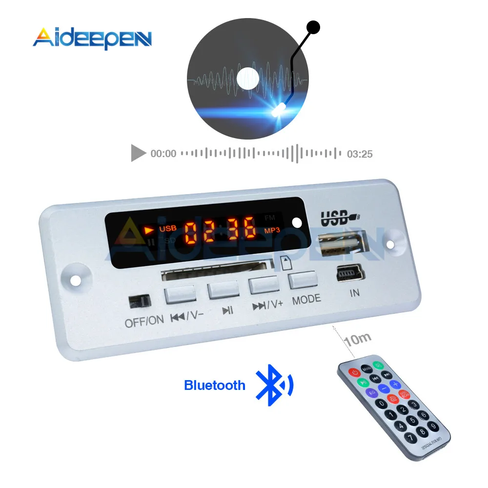 

Мини Плата декодера MP3 5 В, Bluetooth-модуль декодирования вызовов, MP3 WAV U-диск и TF-карта, USB с усилителем 2*3 Вт, пульт дистанционного управления