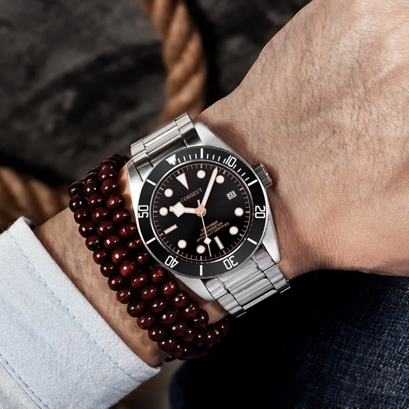 Corgeut 41 мм Мужские часы, сапфир Стекло lume механические наручные часы Miyota 8215 mov не развертывания пряжки часы CA2010D