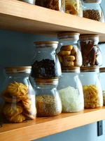 sealed cans creative wooden cover transparent glass jars home dried fruit grain storage tanks simple tea storage tanks