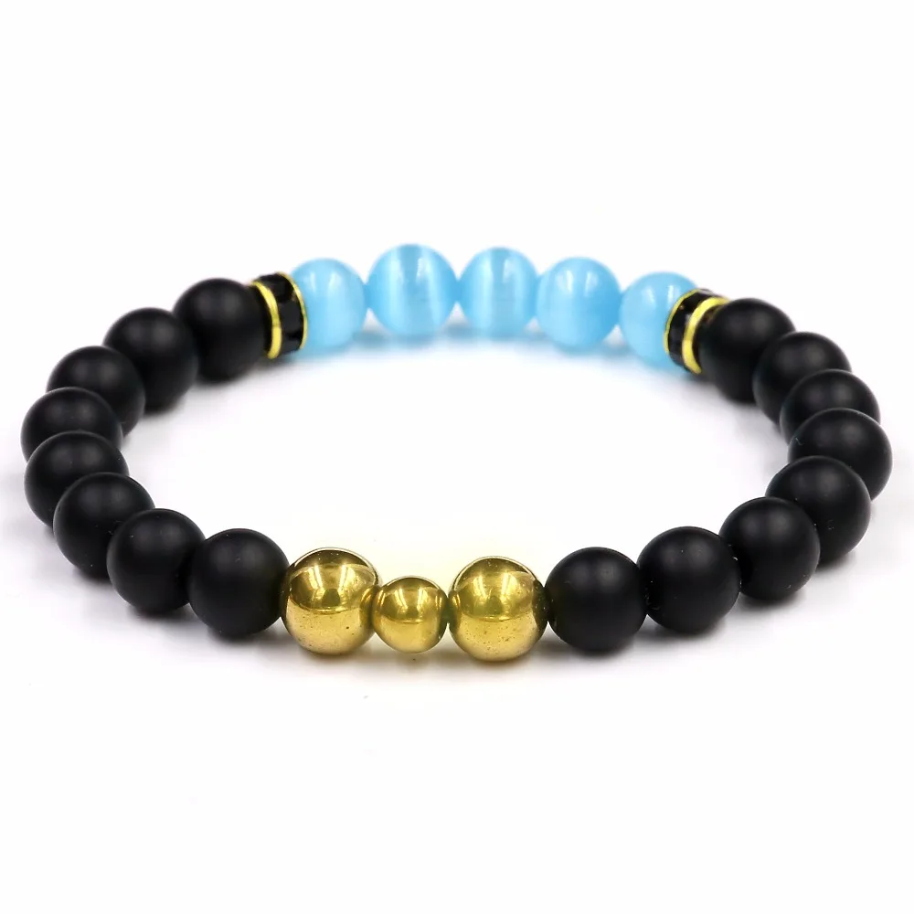 2017 ювелирные изделия ручной работы синий опал с матовым черным камнем бусины