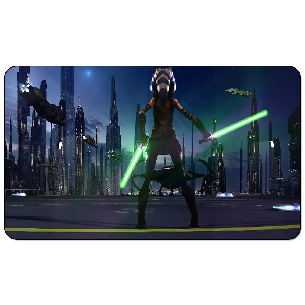 Белый Звездный город, войны игровой коврик, 3D Ahsoka Фантазия девушка джедай световой меч Sci Fi Sith, настольные игры настольный игровой коврик - Цвет: Белый