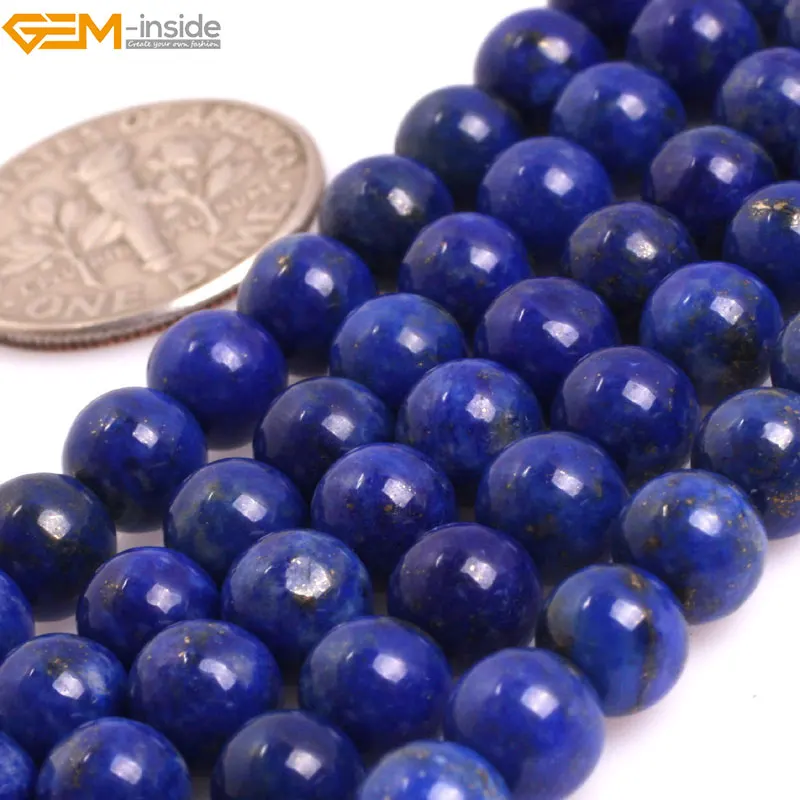 Бисер из натурального гладкого синего Lapis Lazuli бисер для изготовления ювелирных