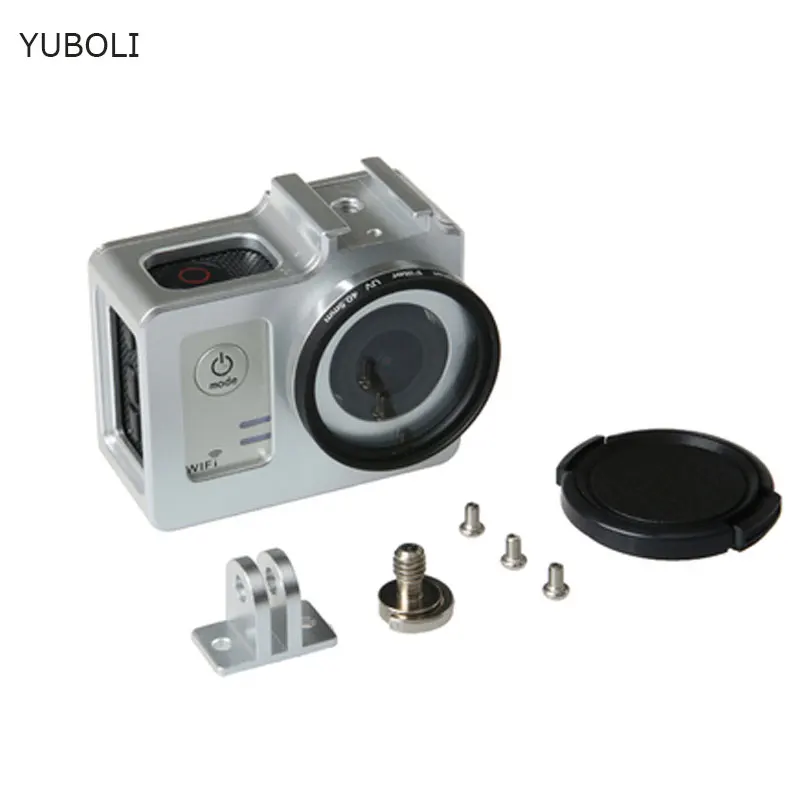 silver SJCAM sj5000 защитный Корпус чехол Алюминий из сплава металлический каркас+ УФ-фильтр для спортивной экшн-камеры SJCAM SJ5000 WI-FI SJ 5000 плюс SJ5000X - Цвет: silver