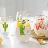 fresh handmade glass cups colorful animals style morning mugs with handle coffee cups with cat rabbit deer printing