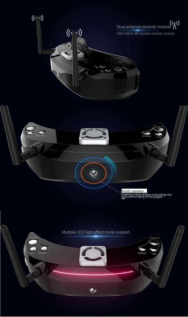 Лучшее предложение Skyzone SKY03 3D новая версия 5,8G 48CH разнообразие приемник FPV очки W/Head Tracker фронтальная камера DVR HD