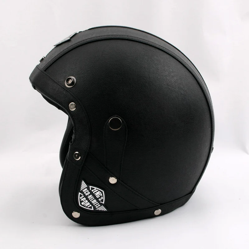 Винтажный мотоциклетный шлем ретро из искусственной кожи с открытым лицом
