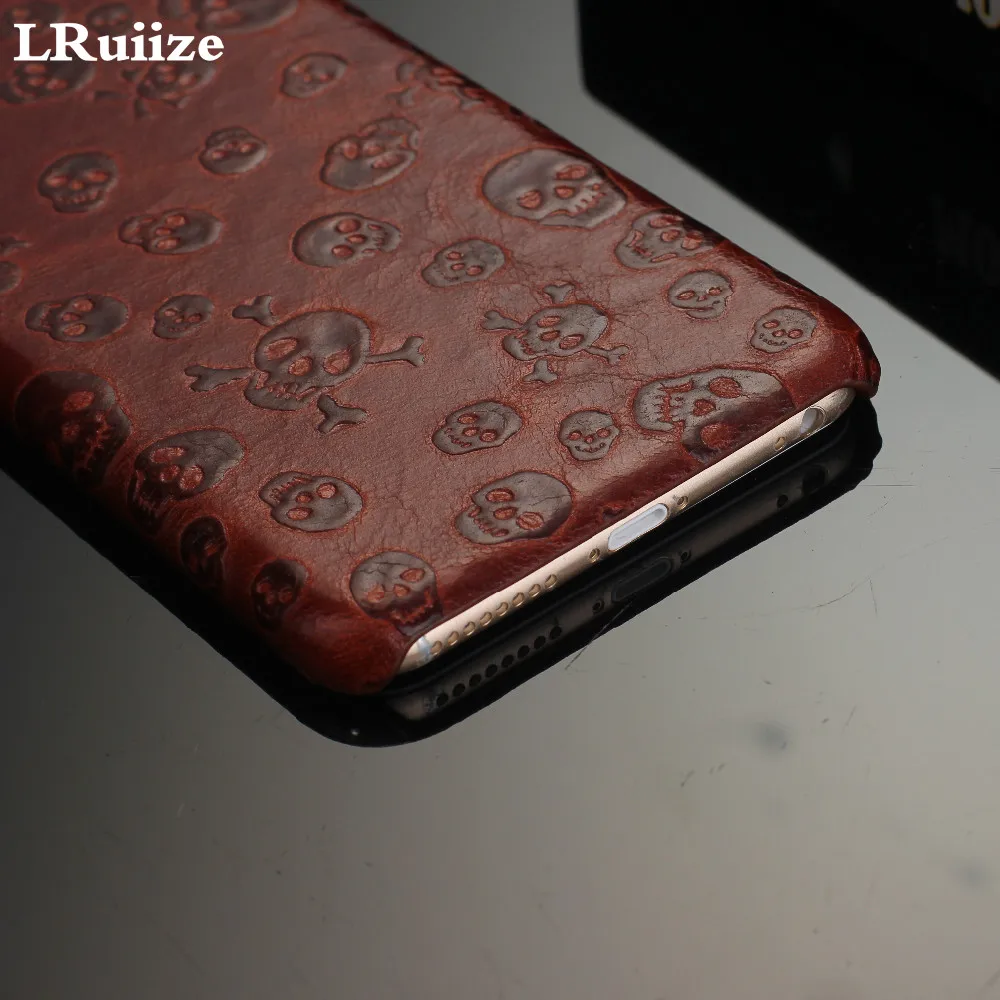 LRuiize натуральная коровья кожа Тонкий чехол для iPhone 8 7 6s/Plus 5S SE 3D чехол Ужасы пираты черепа чехол для телефона s