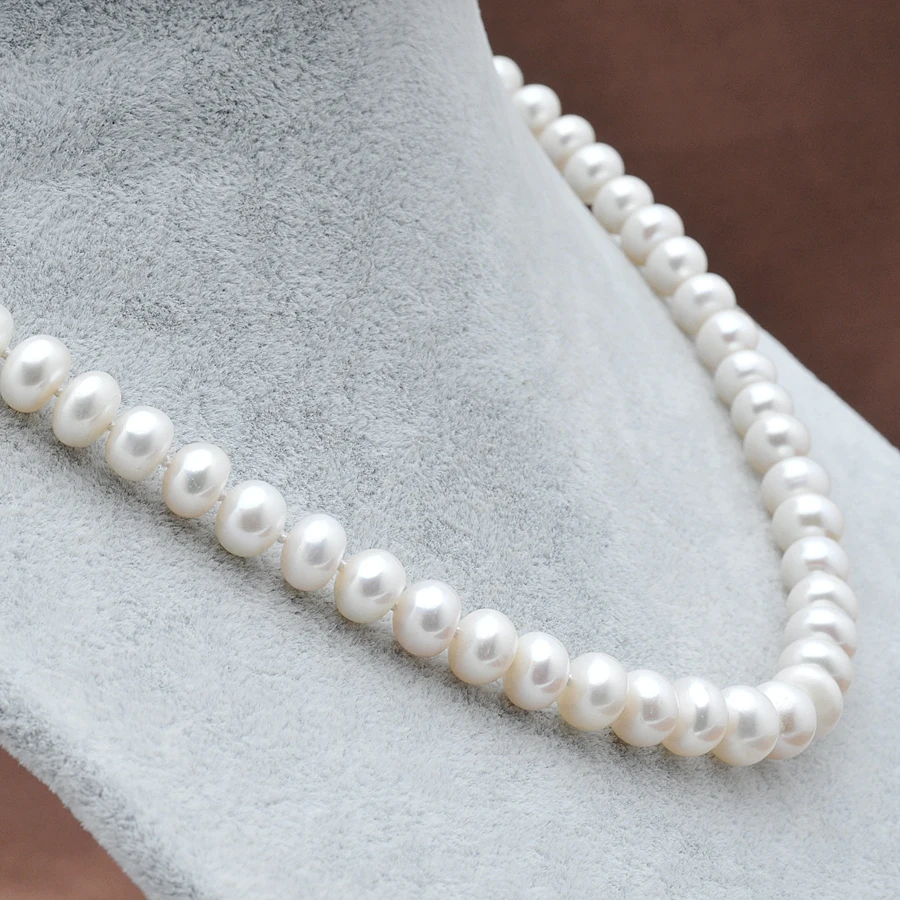 ????? Feige本真珠6.5〜7.5ミリメートル天然真珠のネックレス結婚式ネックレスジュエリースターリングシルバーパールチェーン用女性