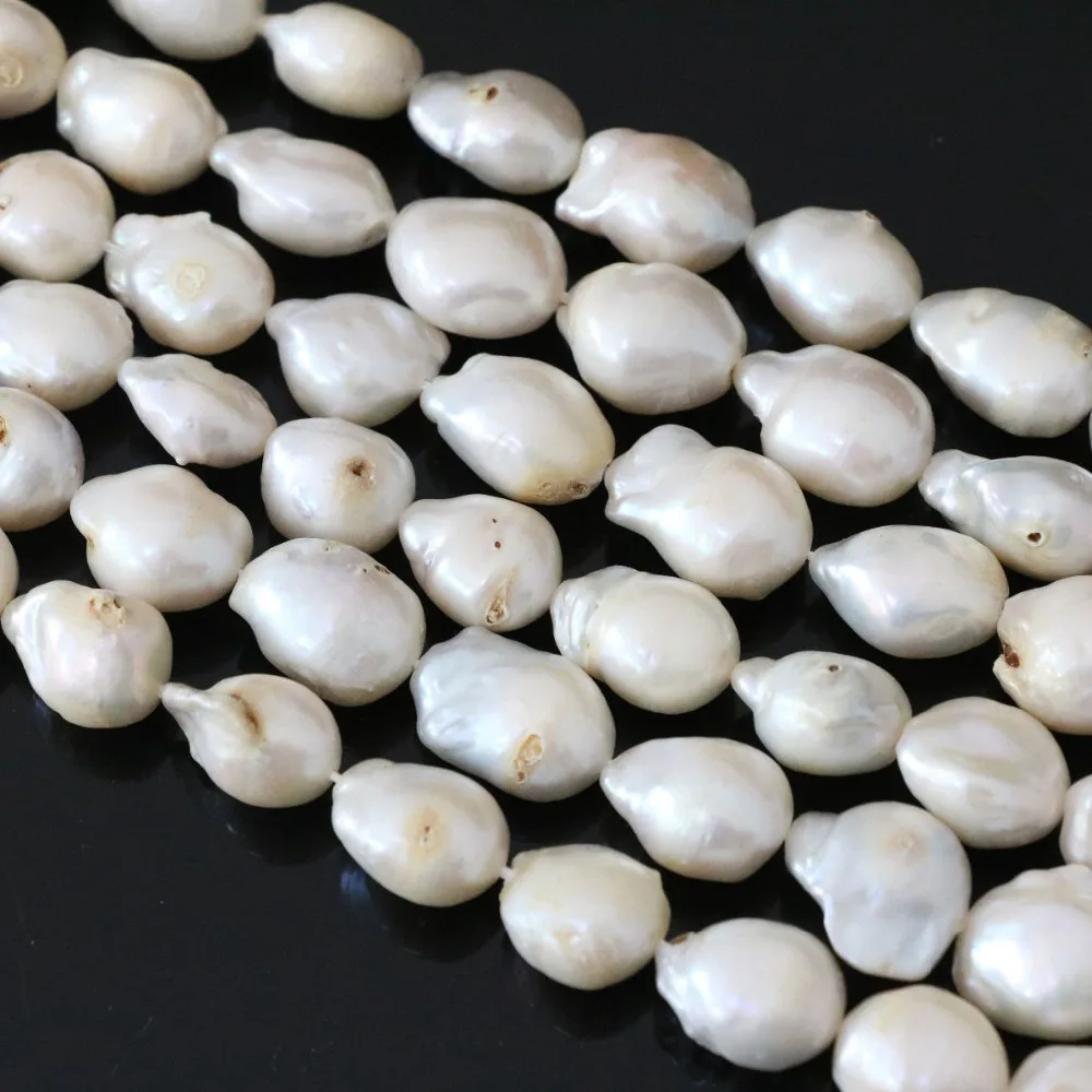 Natural 12-16mm freshwater cultured white pearls irregular fastform beads | Украшения и аксессуары