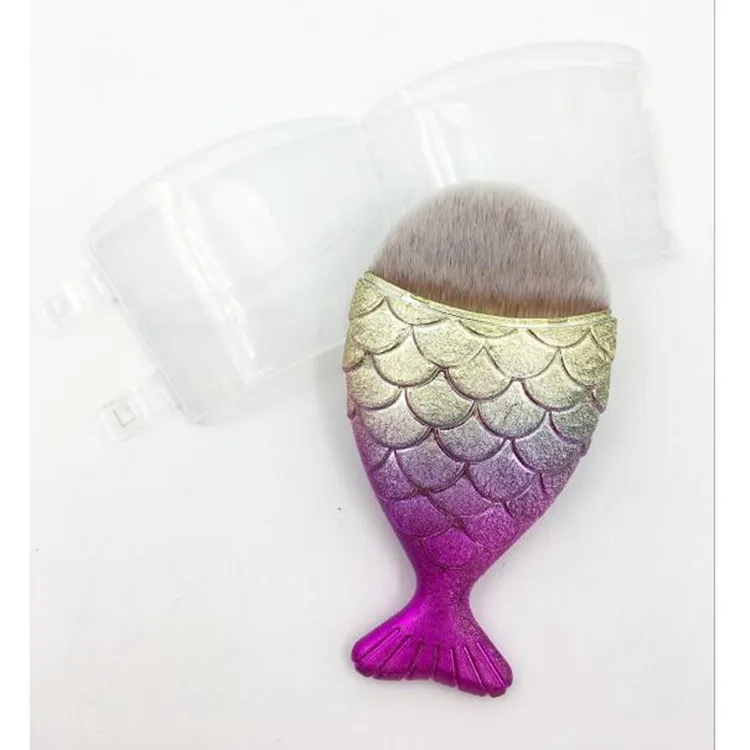 1Pcs Professional Mermaid Shape Makeup Brush Powder Blush Foundation Cosmetic Fish Tools 5 Colors Fishtail Brushes | Красота и