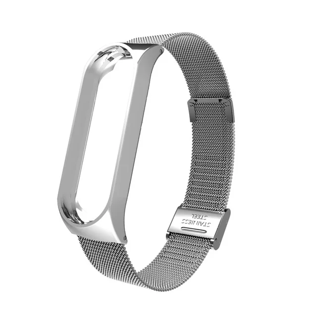 ZHIYIKE mi Band 3 ремешок на запястье металлический Безвинтовой браслет из нержавеющей стали для Xiaomi mi 3 Ремешок Браслет mi Band 3 напульсники Pulseira - Цвет: Silver
