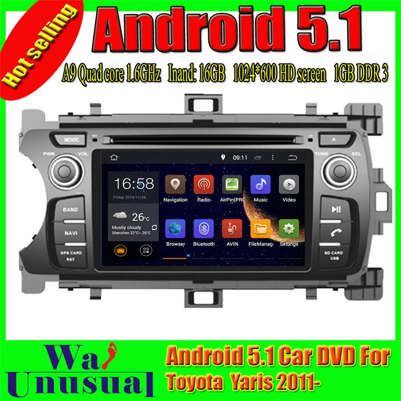 

WANUSUAL 800*480 6,2 дюймов Octa Core 32G 4G Оперативная память Android 6,0 gps навигации для Toyota Yaris 2011 2012 2013 2014 2015 2016 2017