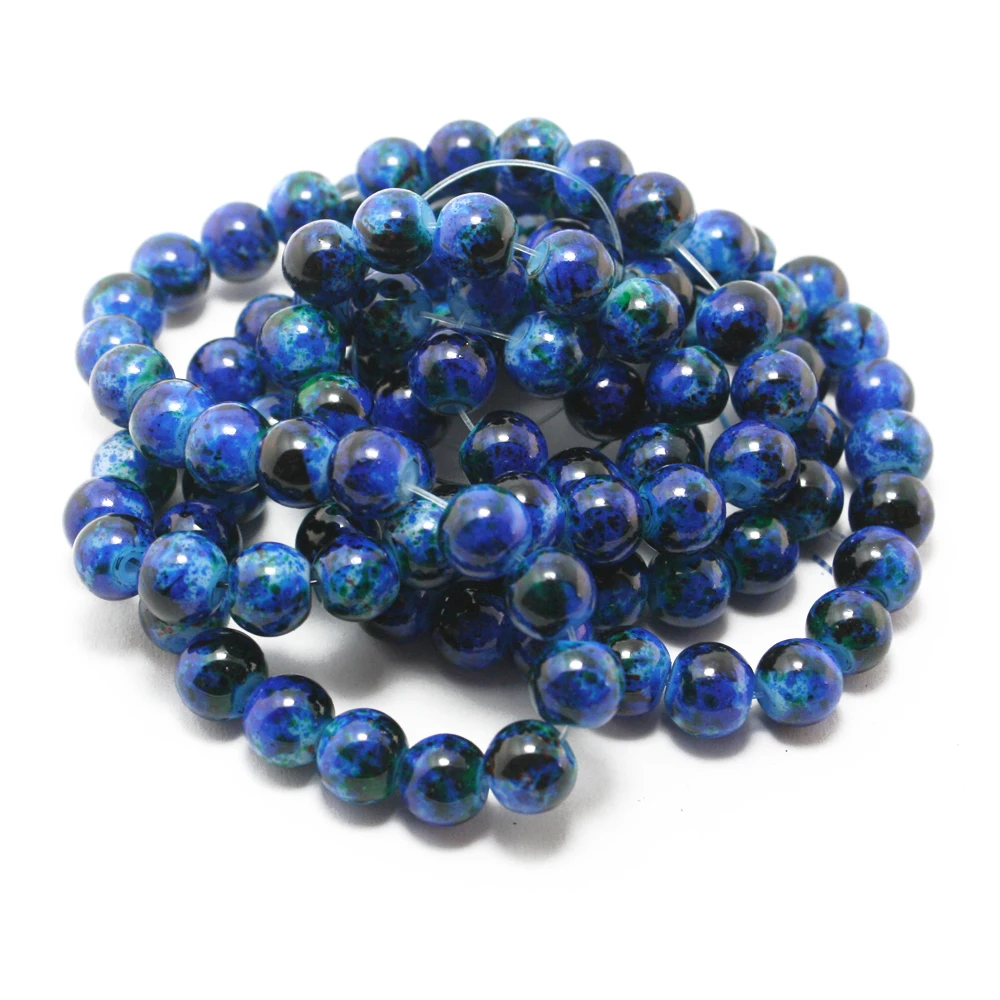 Новейший дизайн около 100 шт./лот 8 мм темно синие стеклянные круглые бусины для