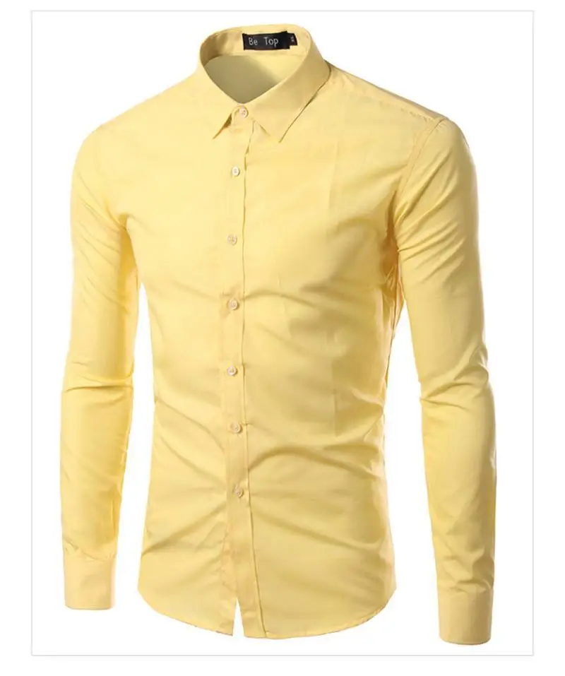 2017 бренд с длинным рукавом твердых Цвет офисные мужские рубашки Camisa Masculina