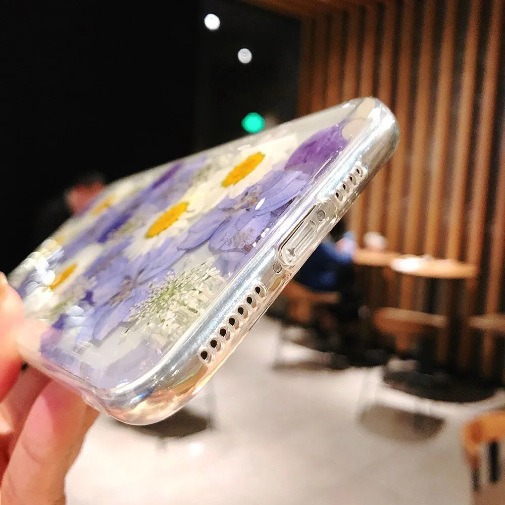 KISSCASE Real Dried Flower Phone Case For iPhone 6s Plus 6 7 8 XS Max Handmade Soft TPU Cover 5s SE XR X Fundas |