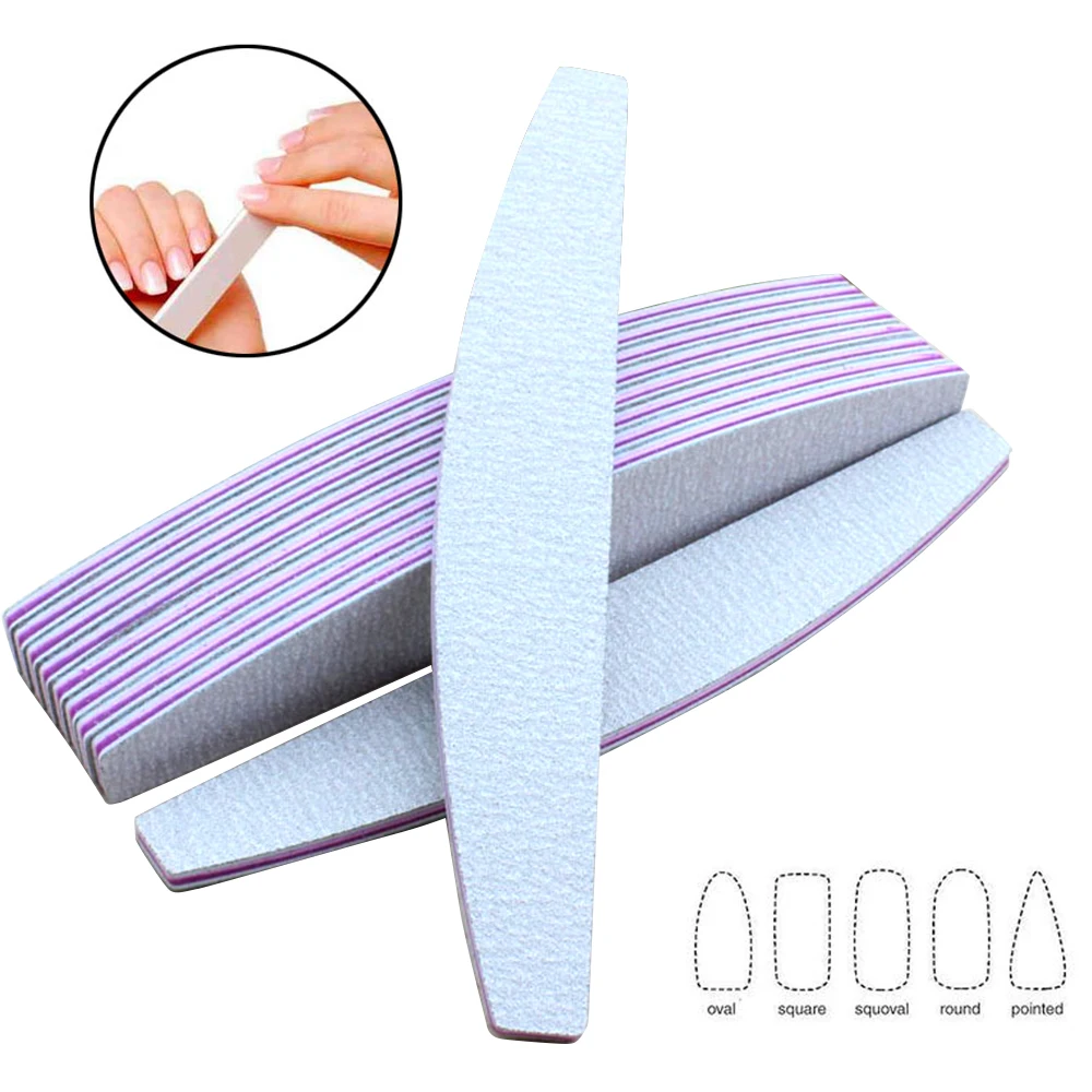 

25pcs Grey Nail File 100/180 lime a ongle C-Curved Side Sanding Buffer Block Pedicure Manicure Buffing Nail Art Tools Nail Files