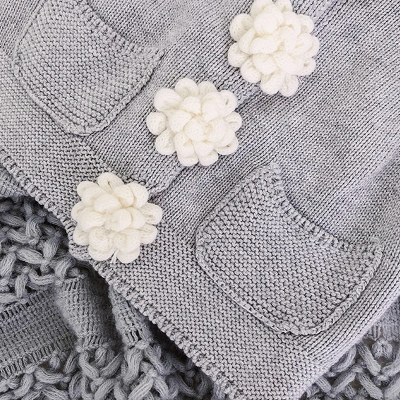 

Sweet floral button girls sweater autumn winter warm long sleeve baby coat cotton knitting cardigans children outwear 0-4Yrs