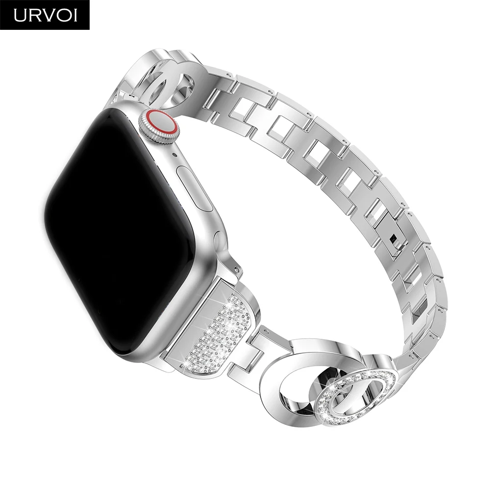 URVOI Link браслет для apple watch series 4 321 девушка мода двойные круги Циркон ремешок iWatch