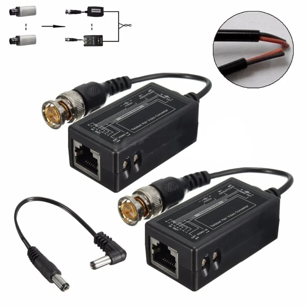 2 пары конвертер CAT5 BNC в RJ45|Коробки передач и кабели| |