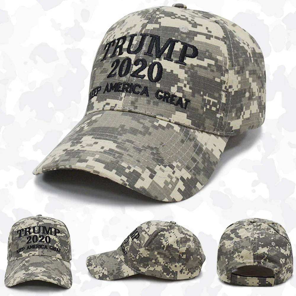 Летняя бейсболка Trump 2020 с вышивкой камуфляжа Америки для мужчин и женщин, регулируемая неполная защитная шляпа солнца.