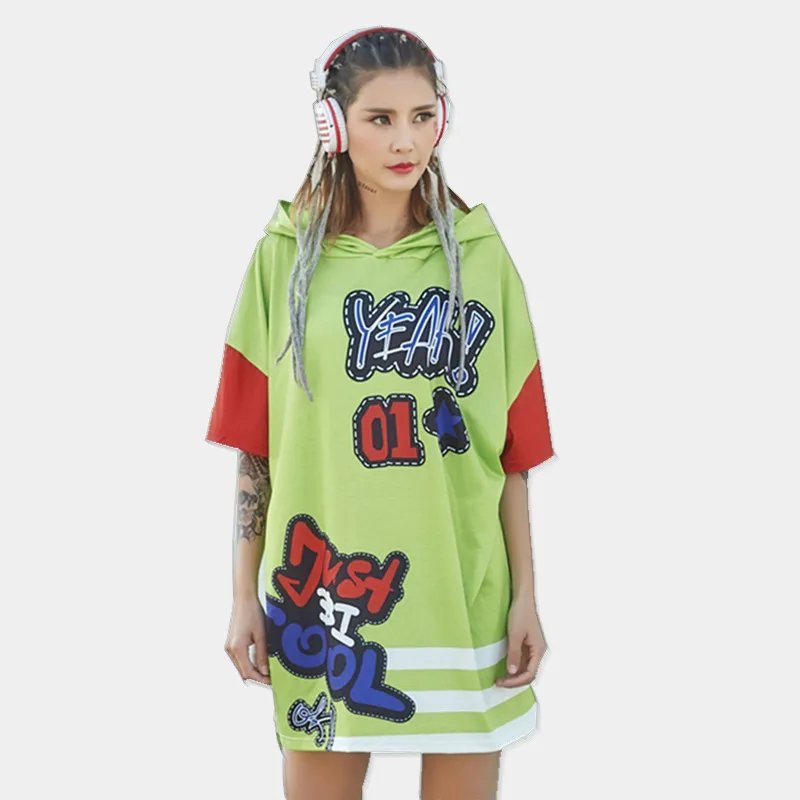 Женская футболка с капюшоном just.be.never летняя длинная надписью kawaii sweet harajuku