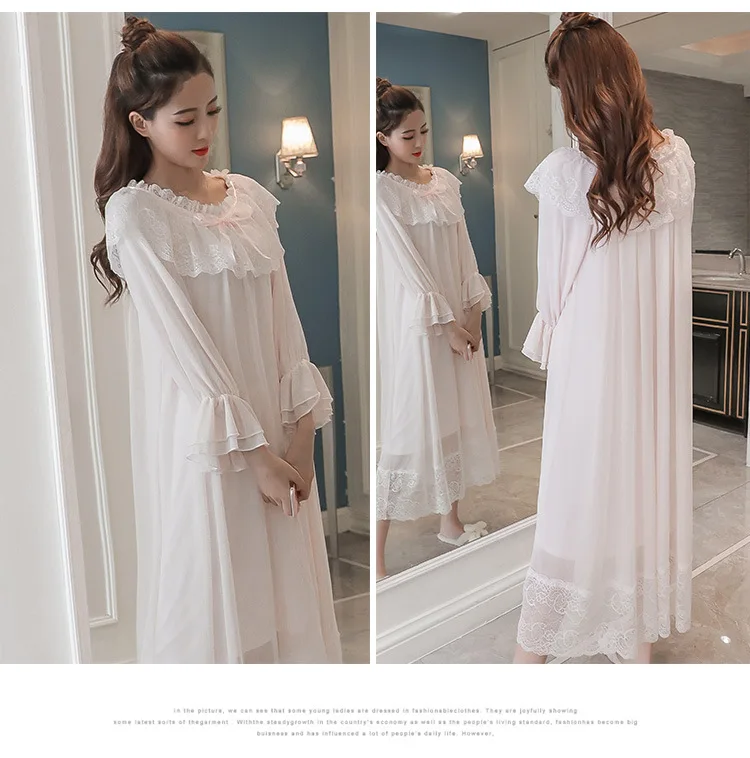 Лето 2020 Новое спальное платье белые/розовые длинные ночные рубашки для женщин