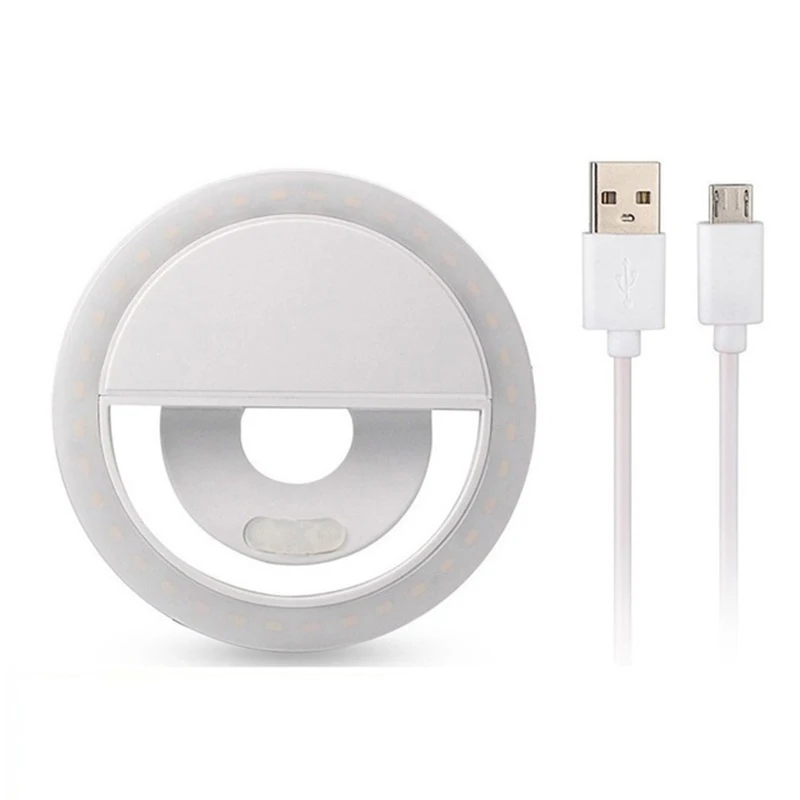 01 Светодиодный кольцевой светильник с usb-зарядкой для селфи с usb-кабелем для iPhone, для телефона Andriod, заполняющий светильник - Цвет: 01