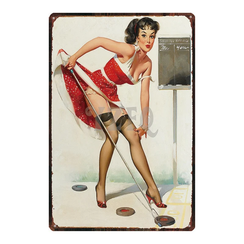 Жестяные ретро-знаки Pin UP Girl металлическая винтажная настенная наклейка Декор