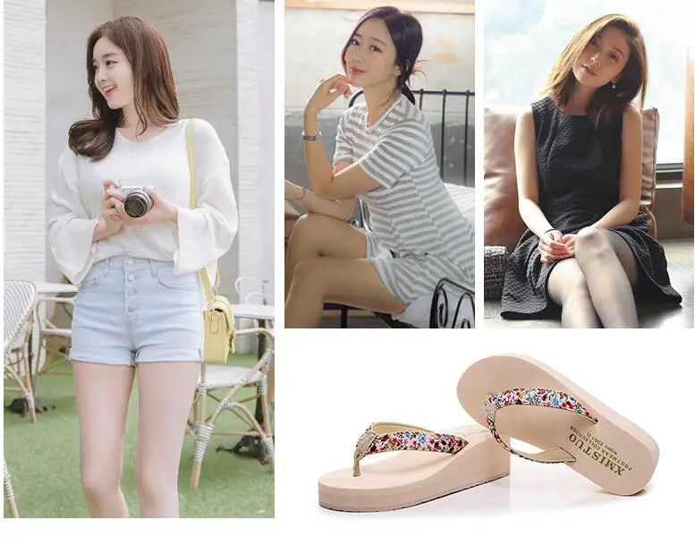 new platform Wedge Women Slippers Summer Beach Casual Beach Women Slipper Flip Flops Sandals Summer Shoes zapatos mujer c601