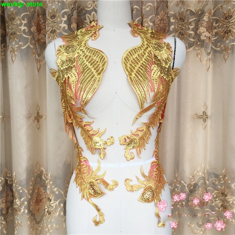 Высококачественная супер Великолепная кружевная вышитая нашивка с золотыми