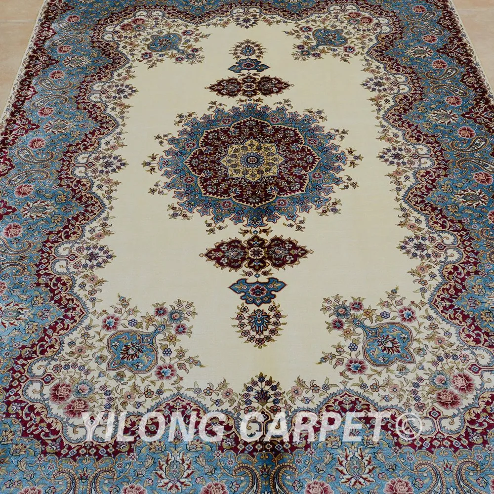 Yilong 4 'x 6' традиционный Тебриз ковер бежевый vantage античный шелковый (0695)|tabriz