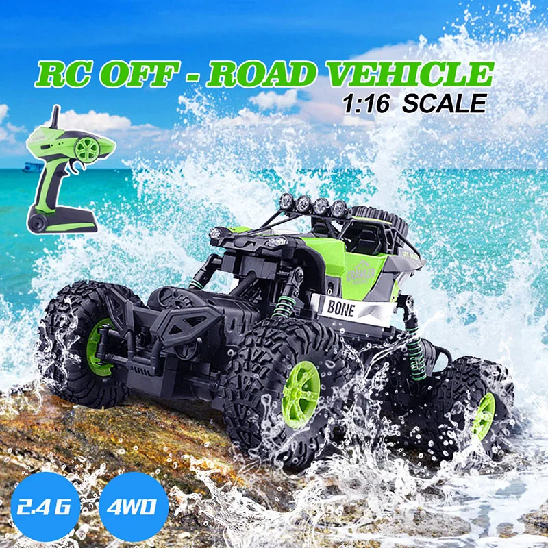 

2.4G RC Car 4WD Double Steering Waterproof With Light With Brake Buggy Climbing Powerful motor Waterproof Remote Control Car