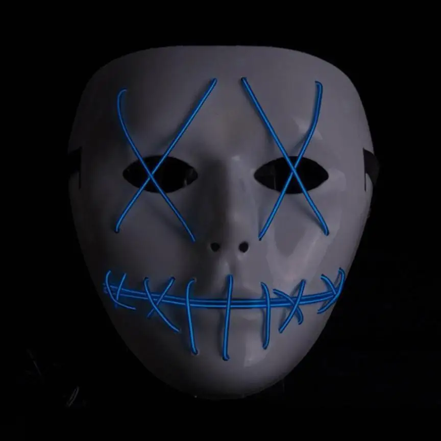 Пластиковые и EL wire the Purge Movie Wire DJ вечерние костюмы на Хэллоуин СВЕТОДИОДНАЯ маска