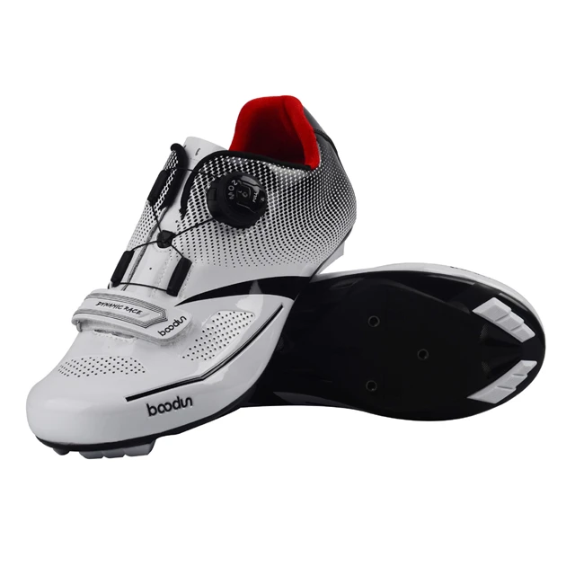 white BOODUN Mens Ultralight Cycling Shoes Professional Road Bike Shoes Self-locking Breathable Racing Bicycle Shoes Zapatos Bicicleta - Цвет: white