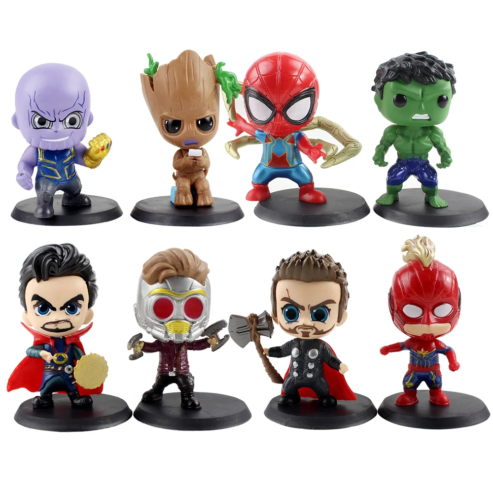 8 шт./лот см Мстители версии игрушки Тор Железный Человек паук танос Доктор