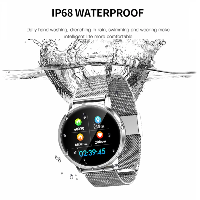 

Smart Fitness Sports Watch with Bracelet 1.22 inches Color Display Heart Rate Monitor Blood Pressure for Men Watch IP68 For Men