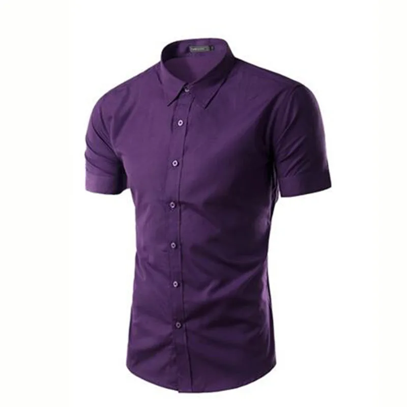 Лидер продаж Летние повседневные рубашки с короткими рукавами Camisa однотонные
