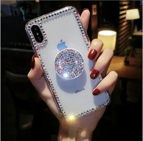 Роскошный чехол со стразами для телефона apple iPhone Xs 6 7 8 plus max мобильного прозрачный