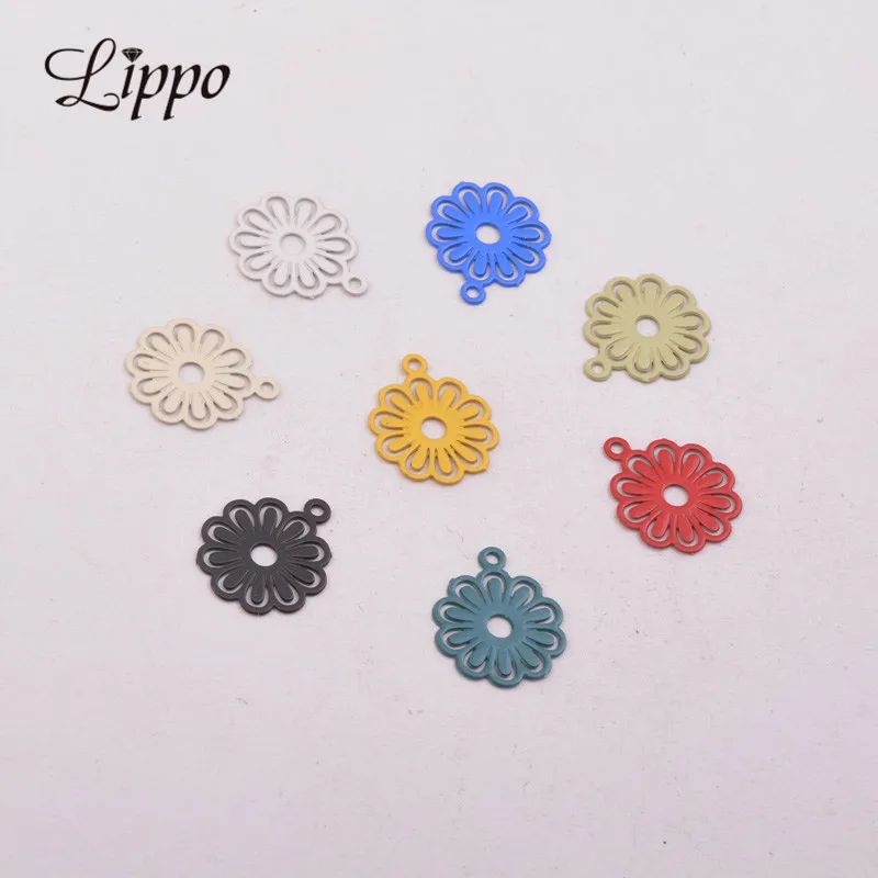 

100pcs AC3414 10*12mm Small Flower Charms Connectors