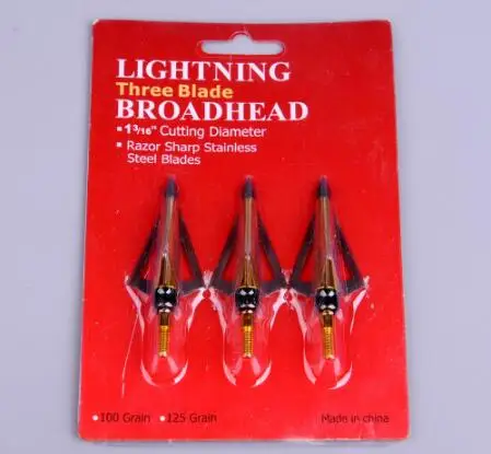 

6pcs Gold Color Hunting Arrow Heads Archery Arrowhead 3-blades 125 Grain Fits for Compound Bow Arrows