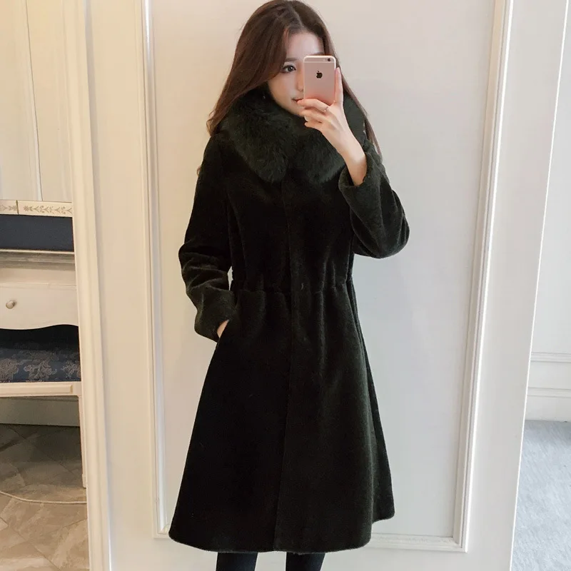 2018 new style cashmere coat OL overcoat winter Leanthin real fox fur warm and slim women | Женская одежда