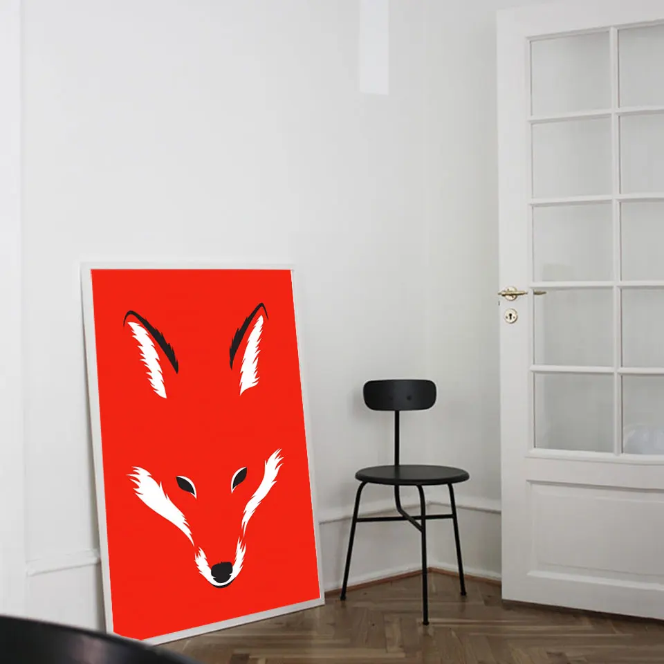 Скандинавский мультяшный постер Red Fox абстрактный принт животных простая