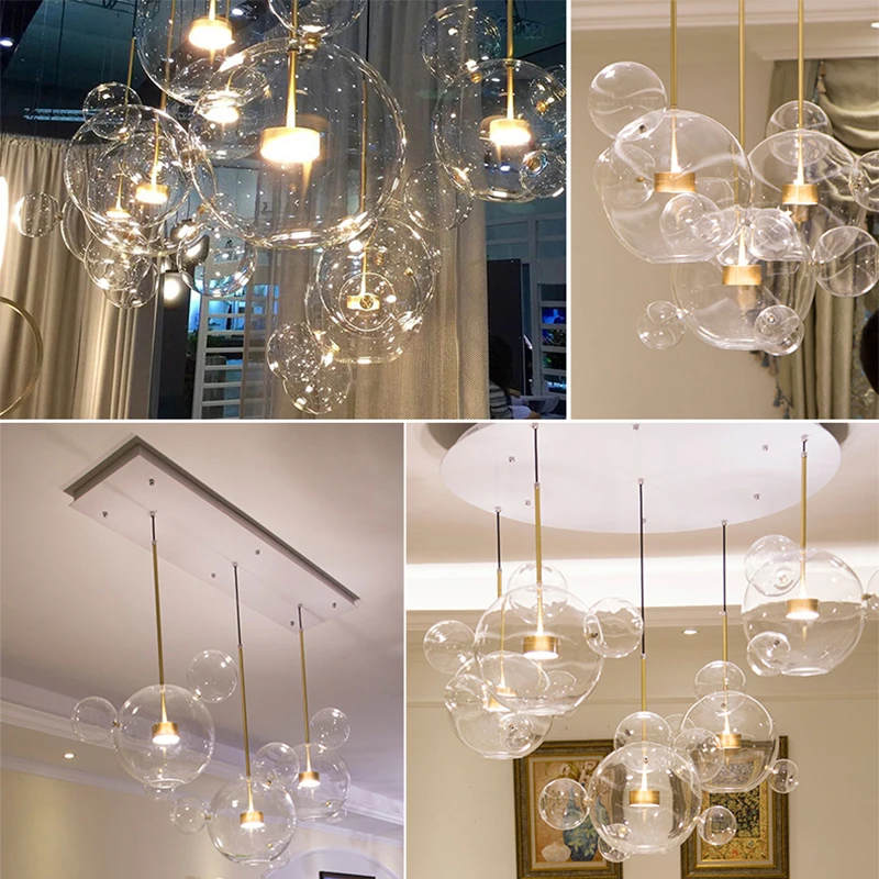 TZ Modern Bolle Pendant Lamp Glass Lampshade Bubble Light For Parlor Iron pendente industrial lustre industriel | Лампы и освещение