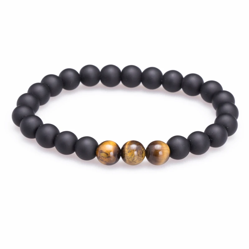 Мужской браслет Tigereye черный матовый для рукоделия 8 мм 2018|bracelets for|men charm braceletscharm