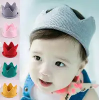 Baby kids knitting brithday cap crown XMAS headband Infant Crochet Headband cap hat party Photography props Beanie Bonnet gift