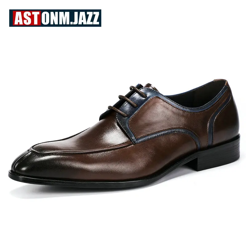 Men's Casual Shoe Business Mens Genuine Leather Shoes Men Big Size 45 Oxford For Lace Up Brogues Formal | Обувь