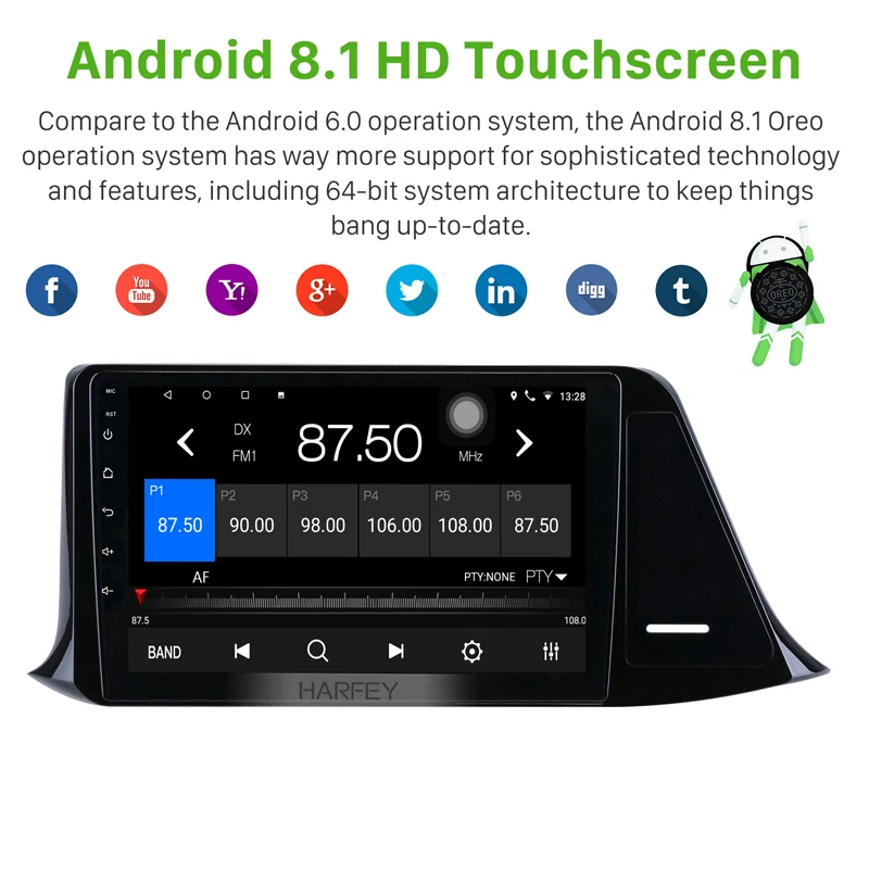 Harfey GPS навигация Радио 9 &quotAndroid 8 1 для 2016-2018 Toyota C-HR LHD Bluetooth 3G Wifi цифровой ТВ камера