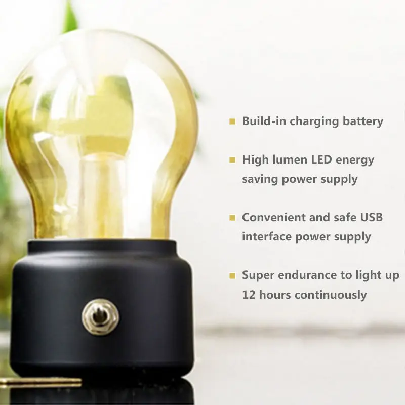Винтажная Ретро светодиодная лампа ночник старая мода USB аккумуляторная
