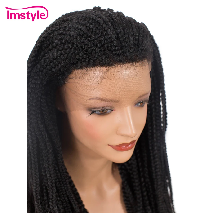 Imstye 1B # Плетеный коробка парики из косичек для Женский черный синтетический